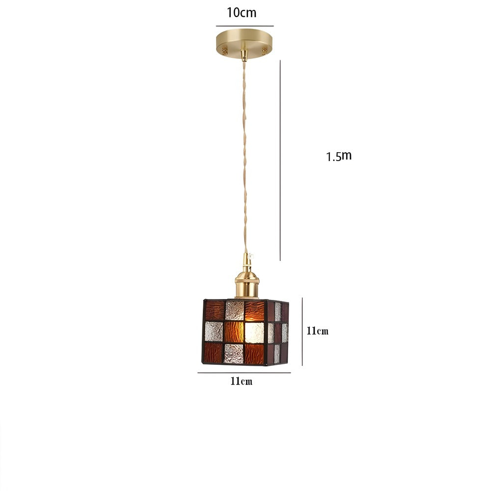 Kiyoma Glow Pendellampe – Japansk Retro Pendel i Geometrisk Kobberglas