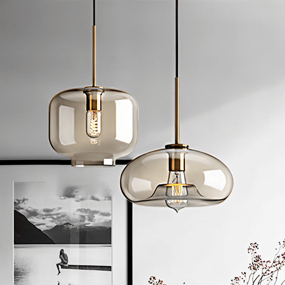Pendellampe i klart glas – industriel loftlampe med elegant design