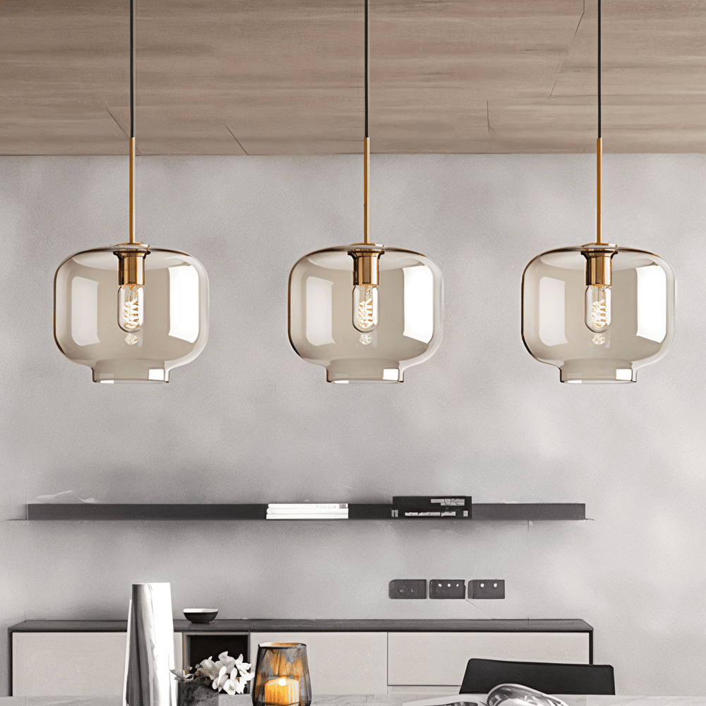 Pendellampe i klart glas – industriel loftlampe med elegant design