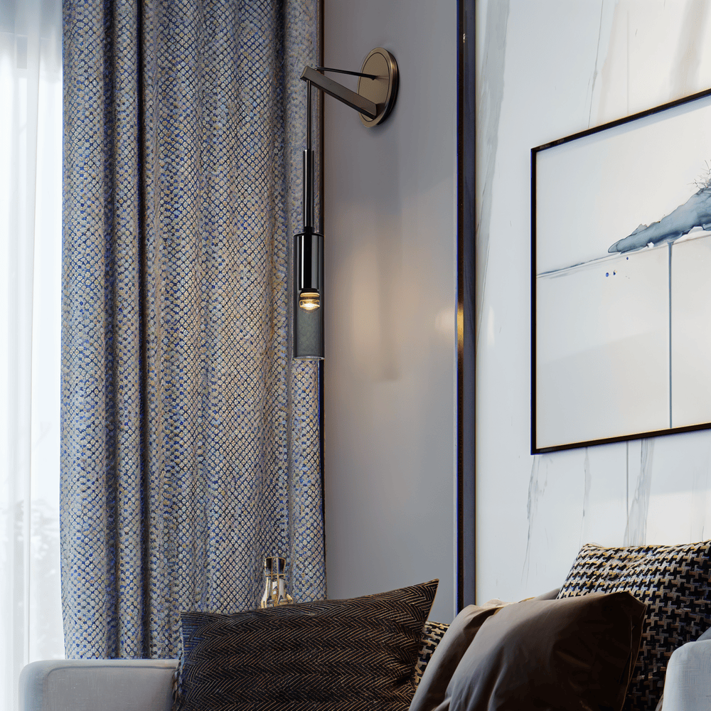 Væglampe i røgfarvet glasrør – minimalistisk design med varm LED