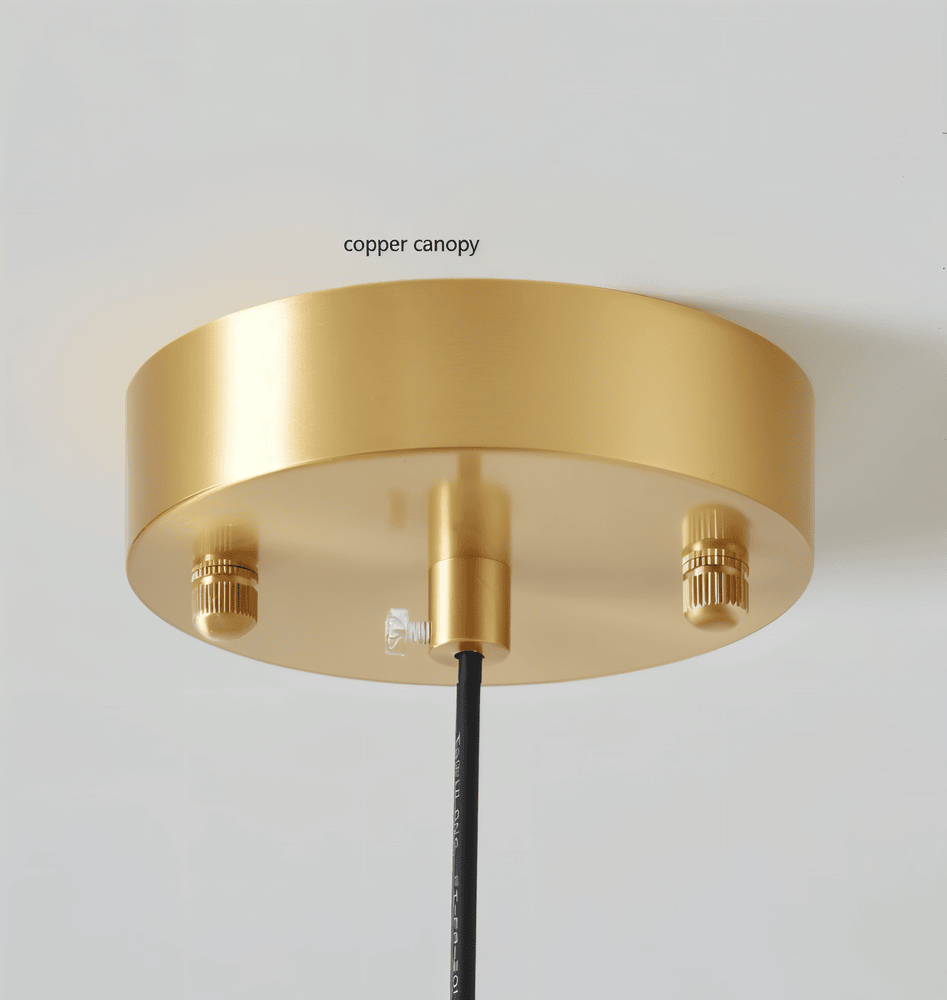 Retro pendellampe i glas og kobber – Bauhaus loftlampe med varm belysning