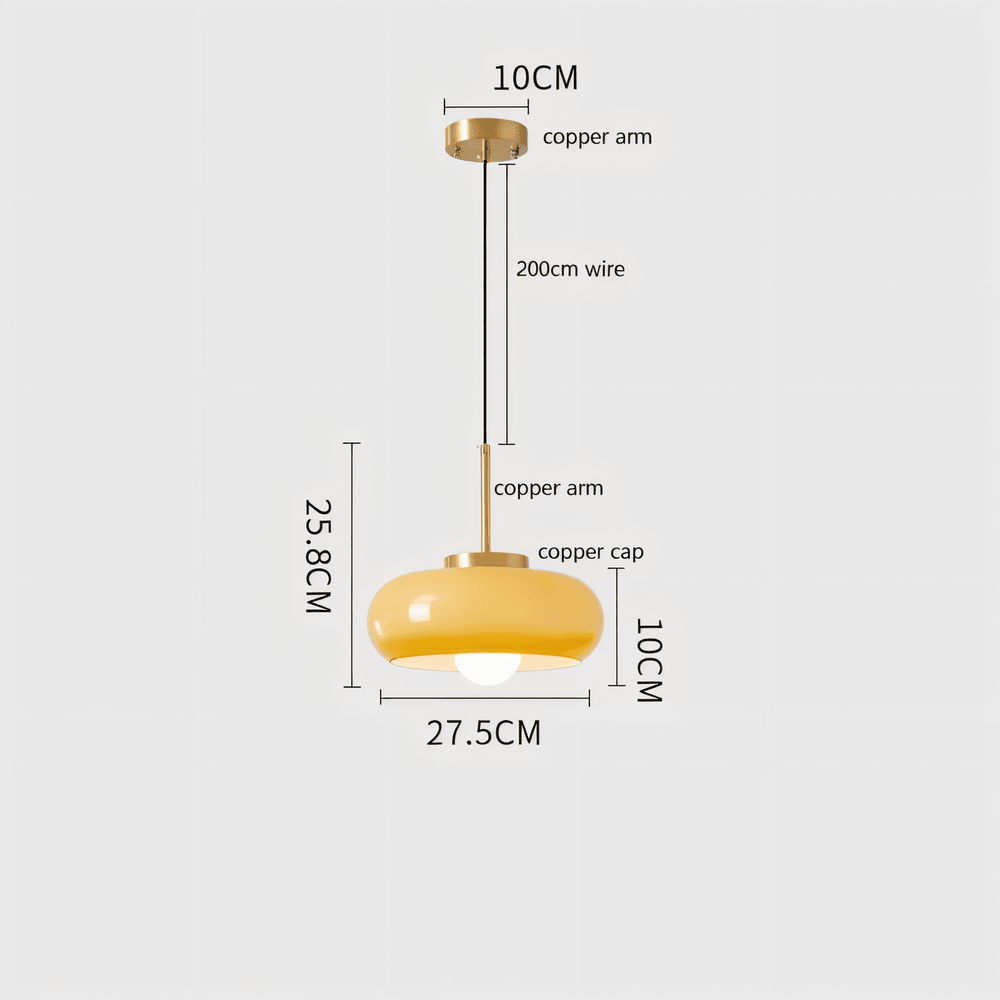 Retro pendellampe i glas og kobber – Bauhaus loftlampe med varm belysning