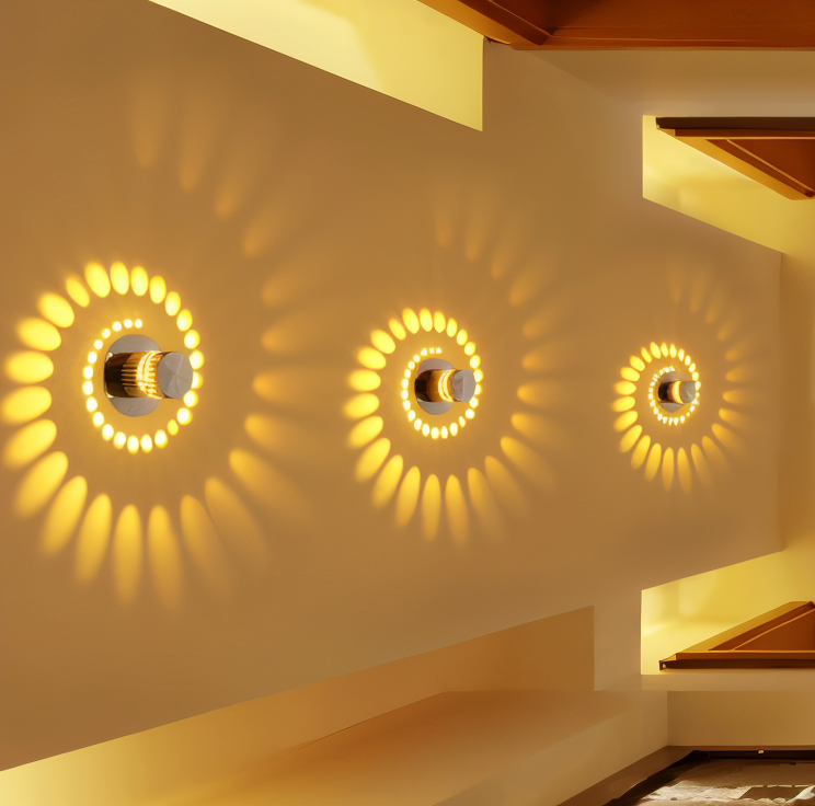 Cylindrisk LED væglampe med spiraleffekt – moderne designlampe