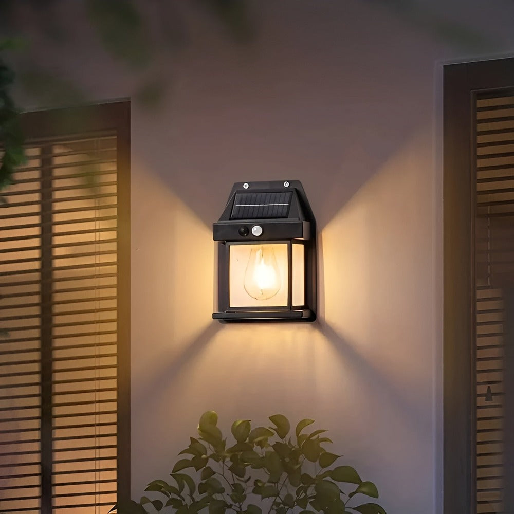 Solcelle væglampe med sensor – udendørs LED belysning