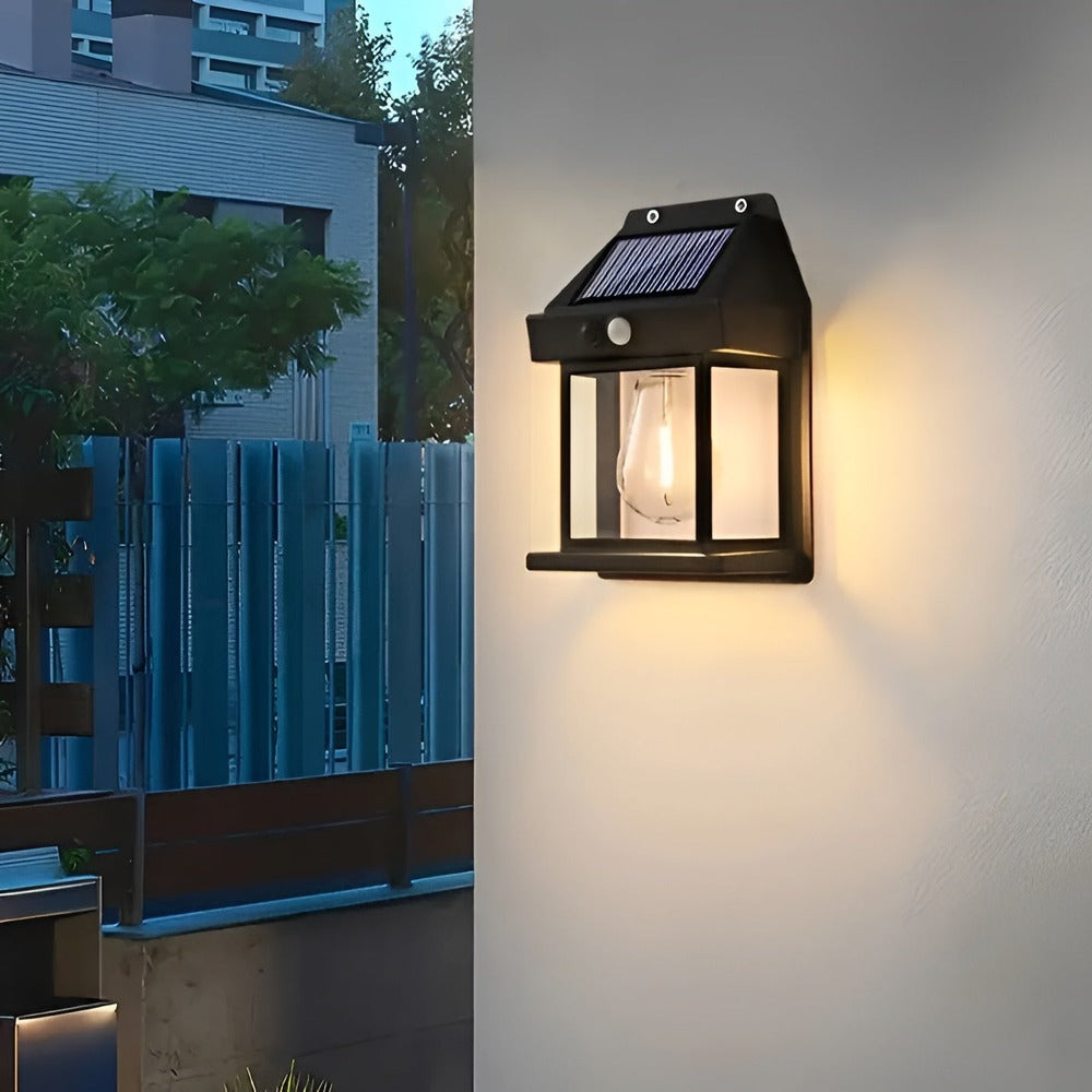 Solcelle væglampe med sensor – udendørs LED belysning