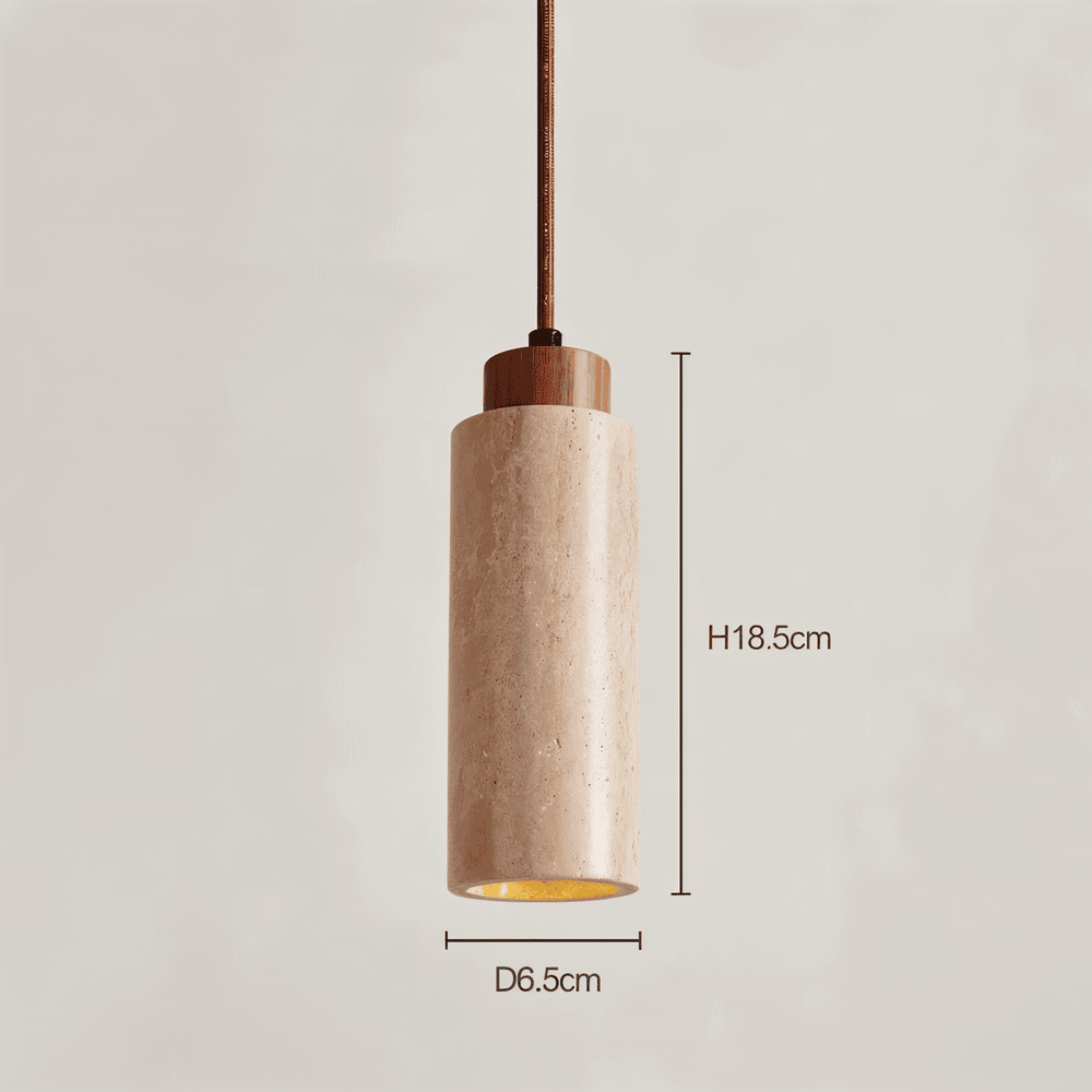 MarmoLuxe Pendel – Cylindrisk Marmor Pendellampe med Kobberdetaljer