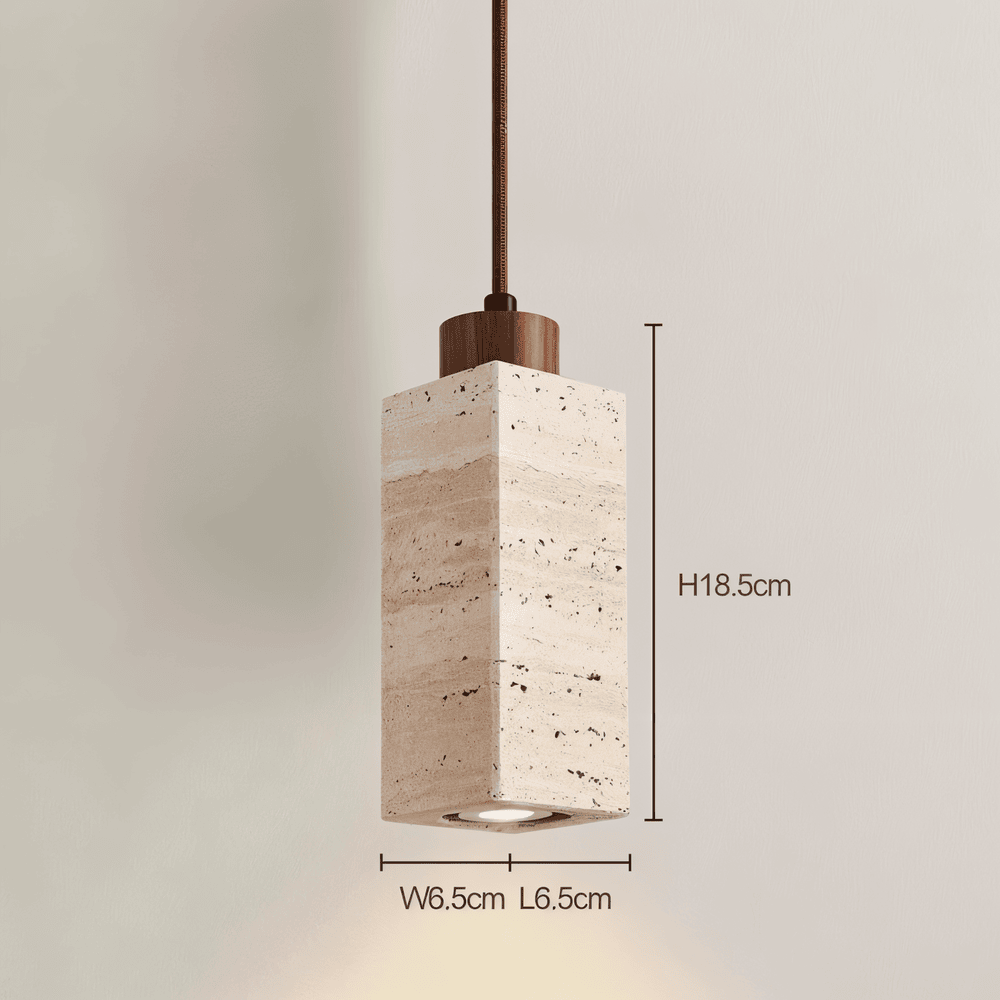 MarmoLuxe Pendel – Cylindrisk Marmor Pendellampe med Kobberdetaljer