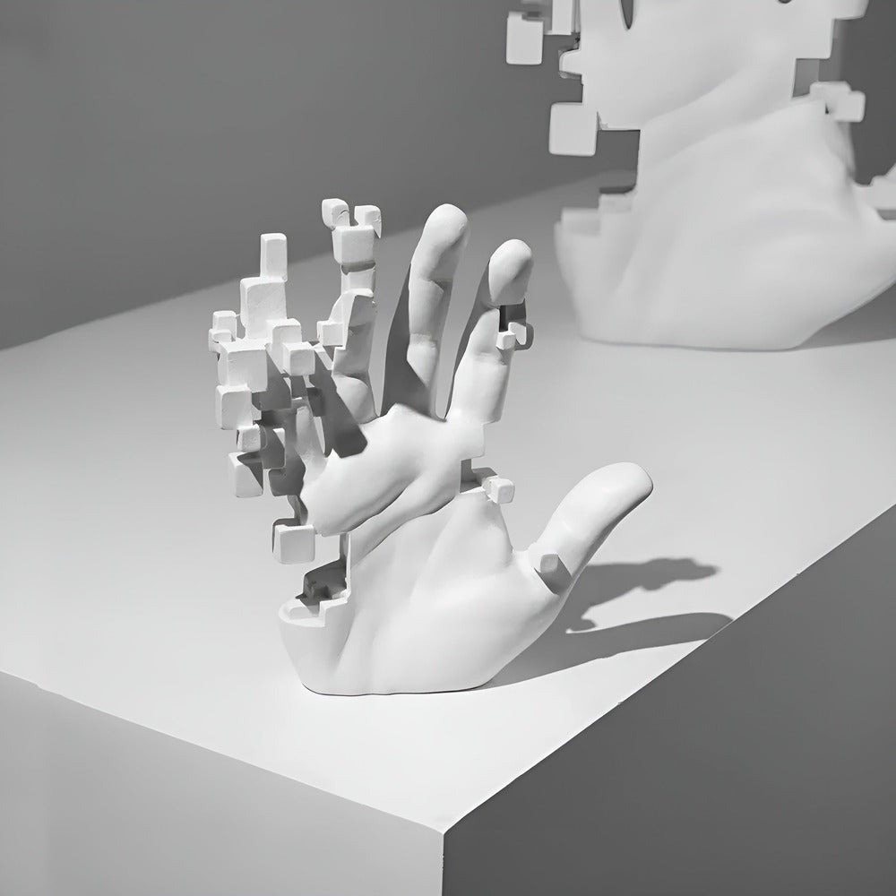 Abstrakt mosaik håndfigur i resin – moderne kunst dekoration