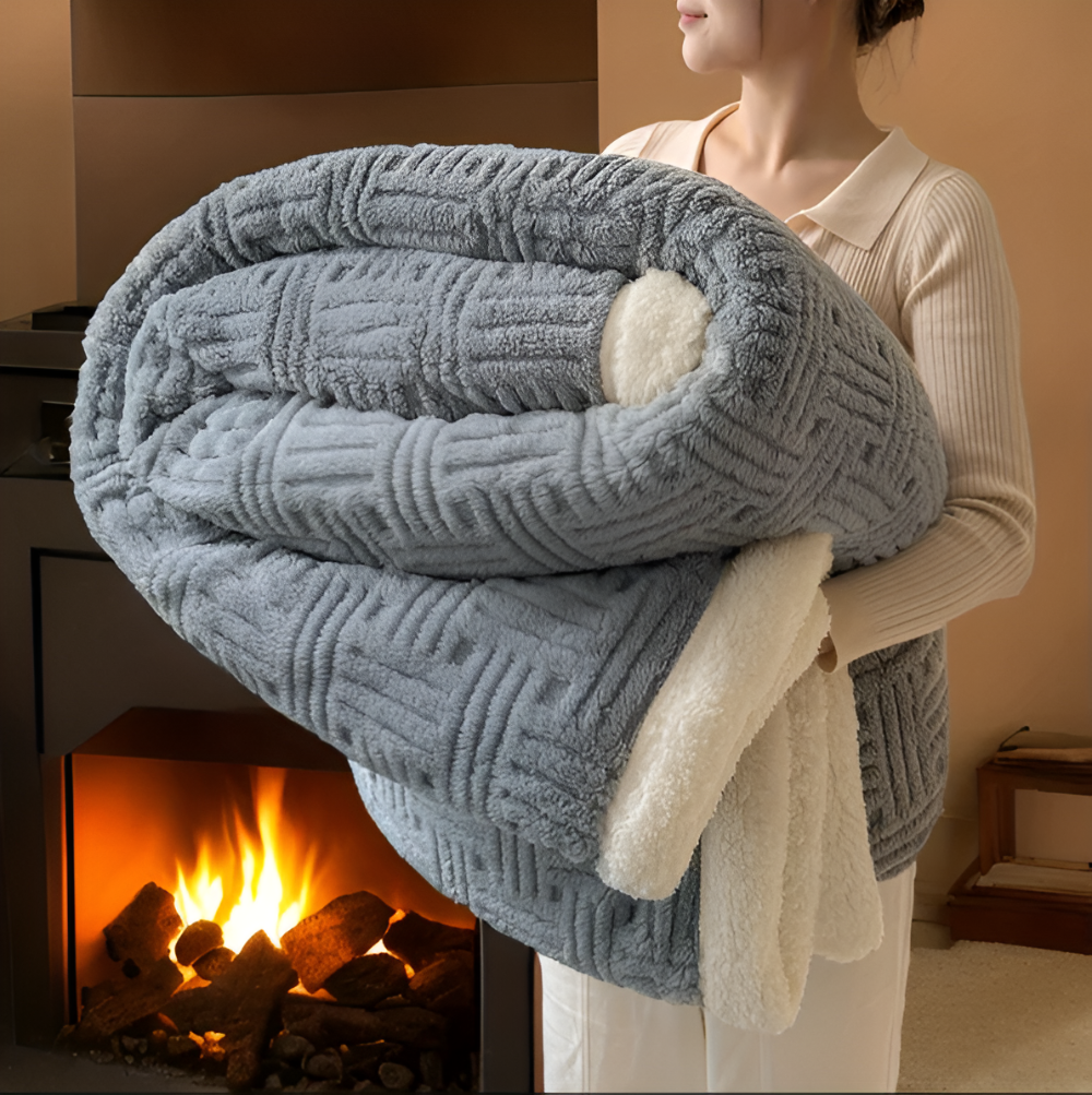 VeluraTwin – Dubbelsidig Fluffy Pläd med Geometrisk Design