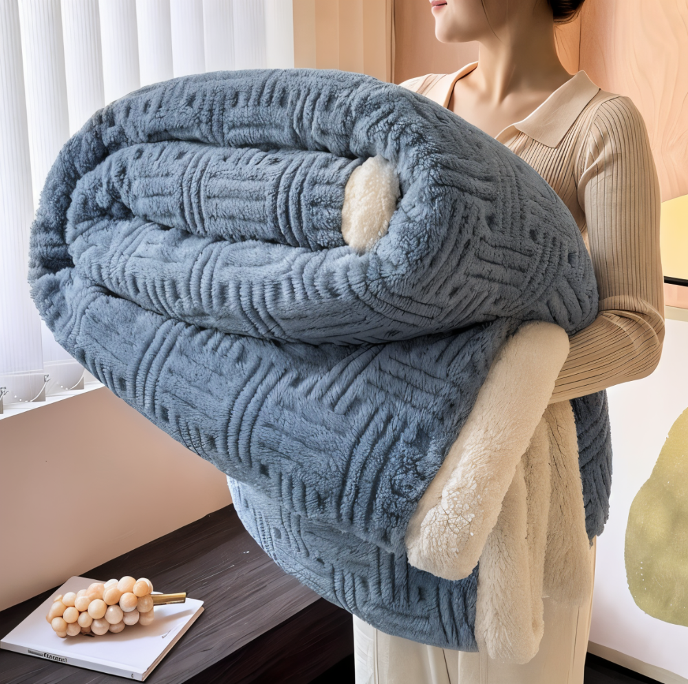 VeluraTwin – Dubbelsidig Fluffy Pläd med Geometrisk Design