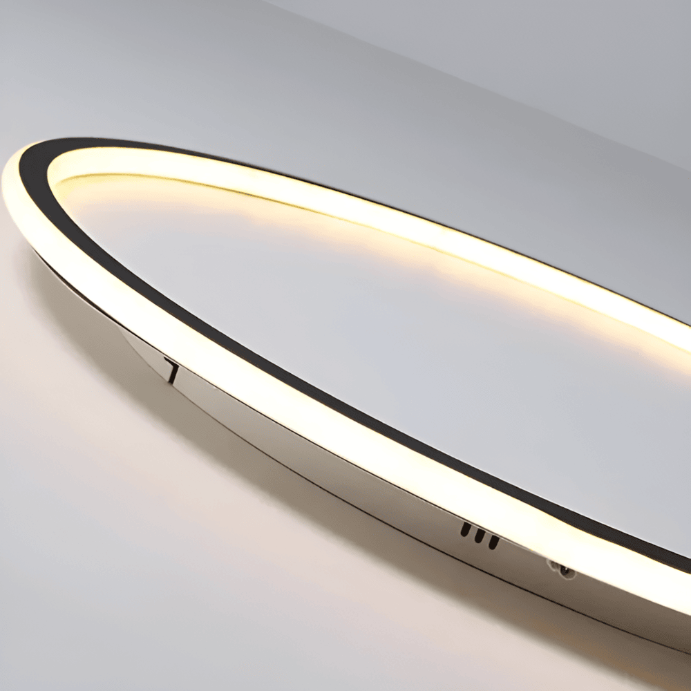 Dæmpbar rund LED loftlampe i metal og glas – moderne plafondlampe
