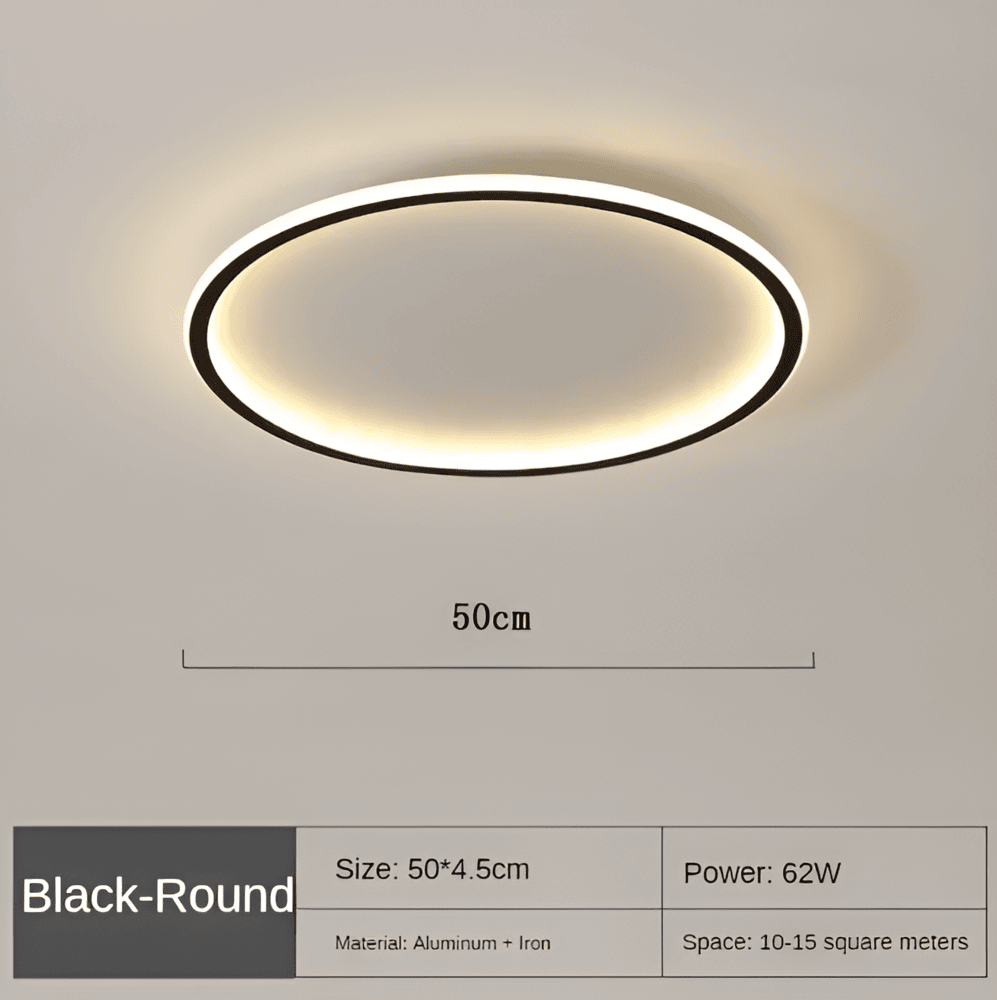 Dæmpbar rund LED loftlampe i metal og glas – moderne plafondlampe