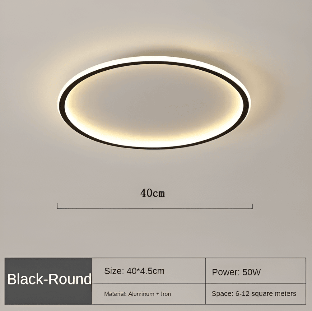 Dæmpbar rund LED loftlampe i metal og glas – moderne plafondlampe