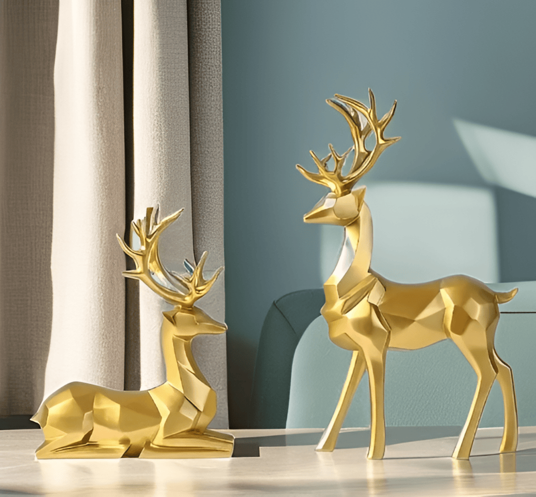 Dekorative rensdyr figurer i sæt – moderne design i resin