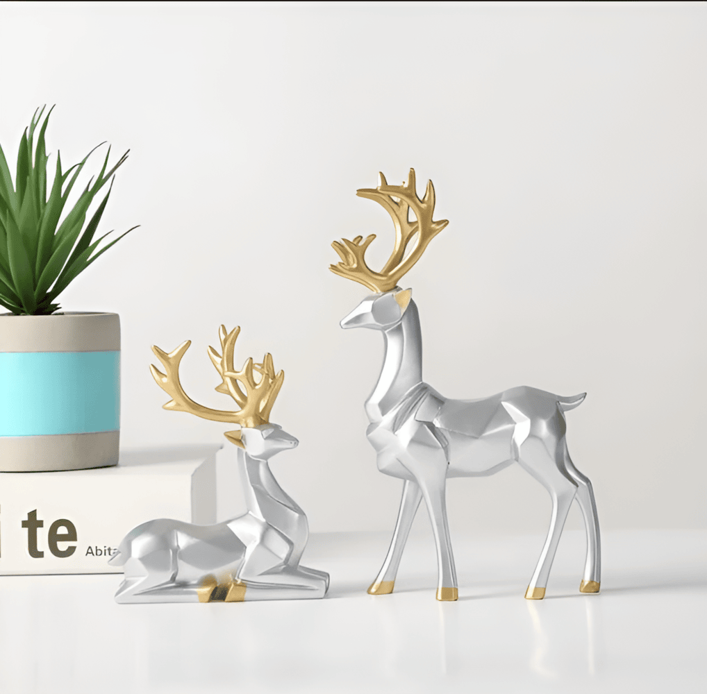 Dekorative rensdyr figurer i sæt – moderne design i resin