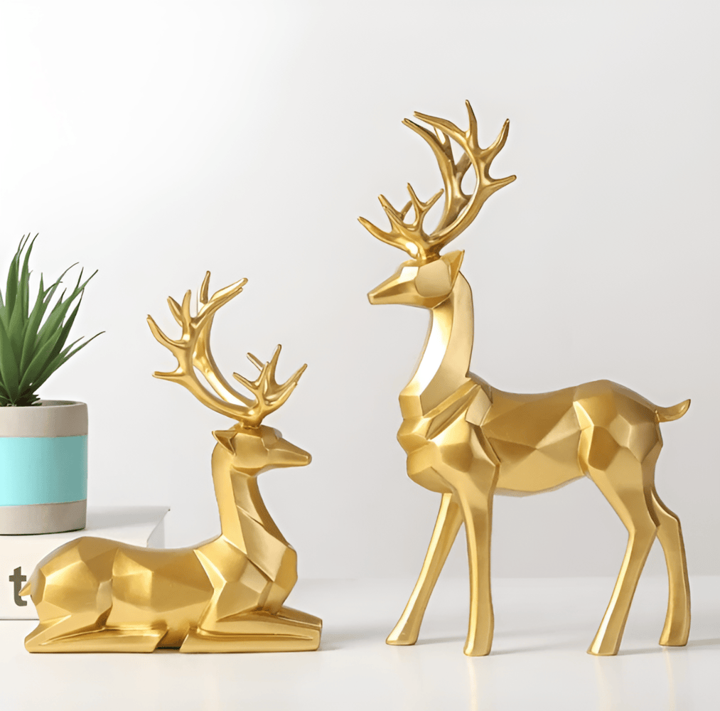 Dekorative rensdyr figurer i sæt – moderne design i resin
