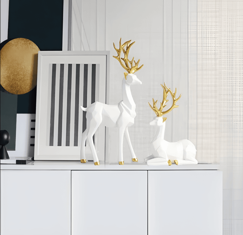 Dekorative rensdyr figurer i sæt – moderne design i resin