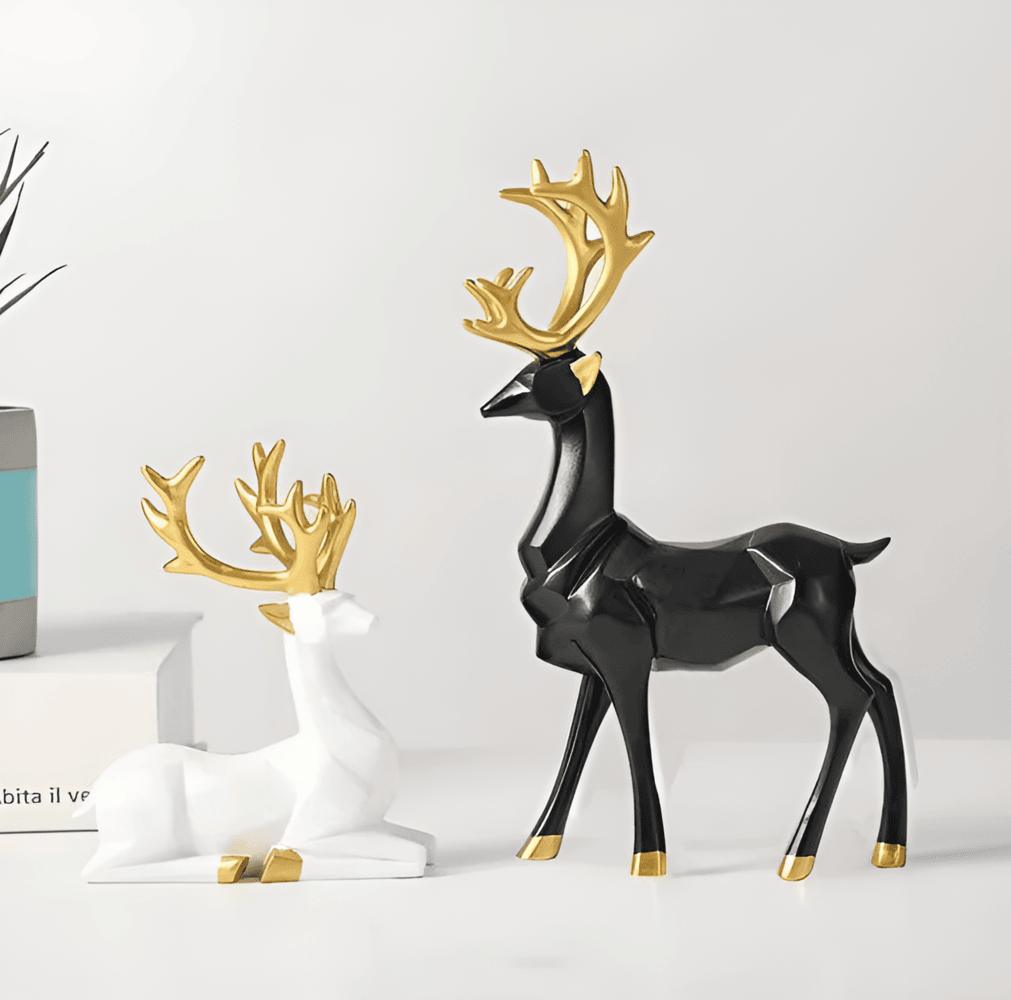 Dekorative rensdyr figurer i sæt – moderne design i resin