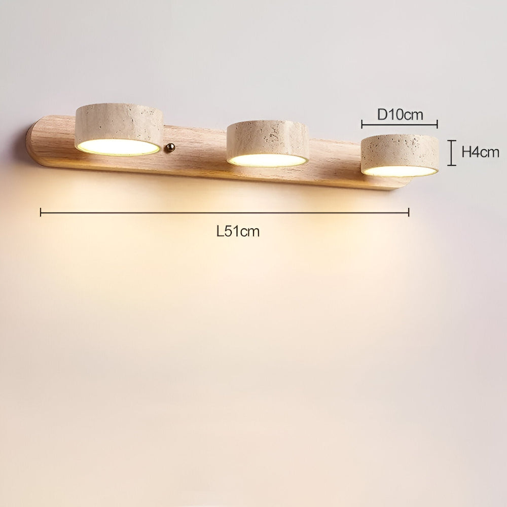 Rund væglampe i natursten og træ – moderne LED vægbelysning