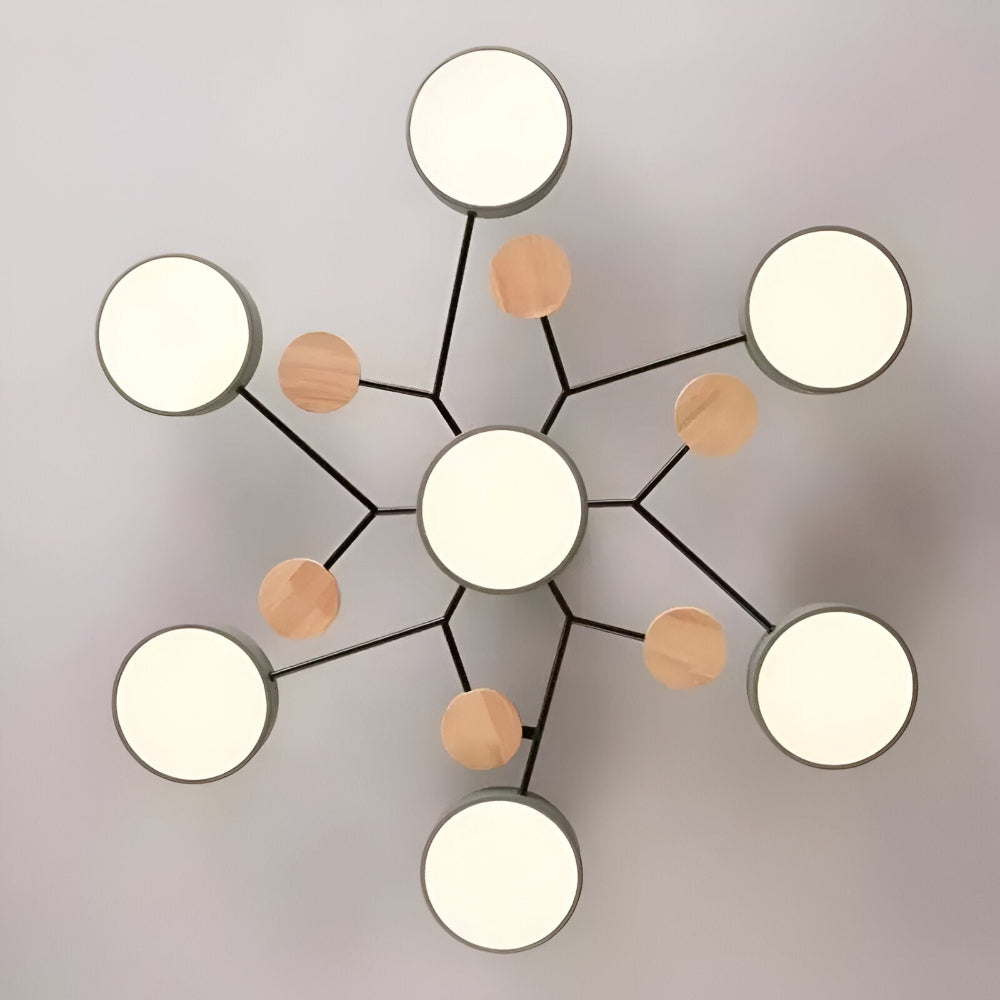 LED loftlampe med trædetaljer – moderne design med flere lysindstillinger