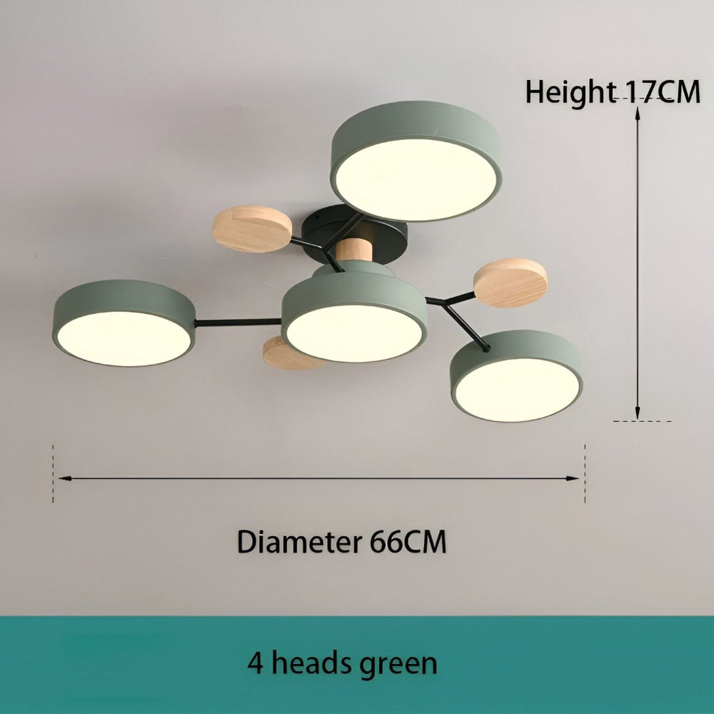 LED loftlampe med trædetaljer – moderne design med flere lysindstillinger