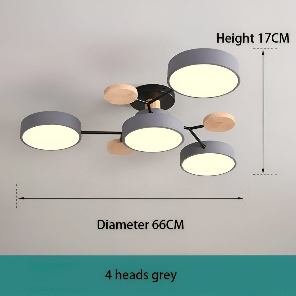 LED loftlampe med trædetaljer – moderne design med flere lysindstillinger
