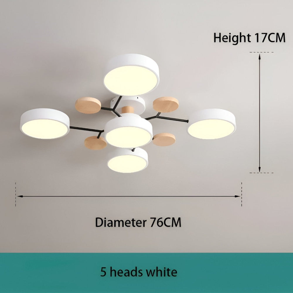 LED loftlampe med trædetaljer – moderne design med flere lysindstillinger