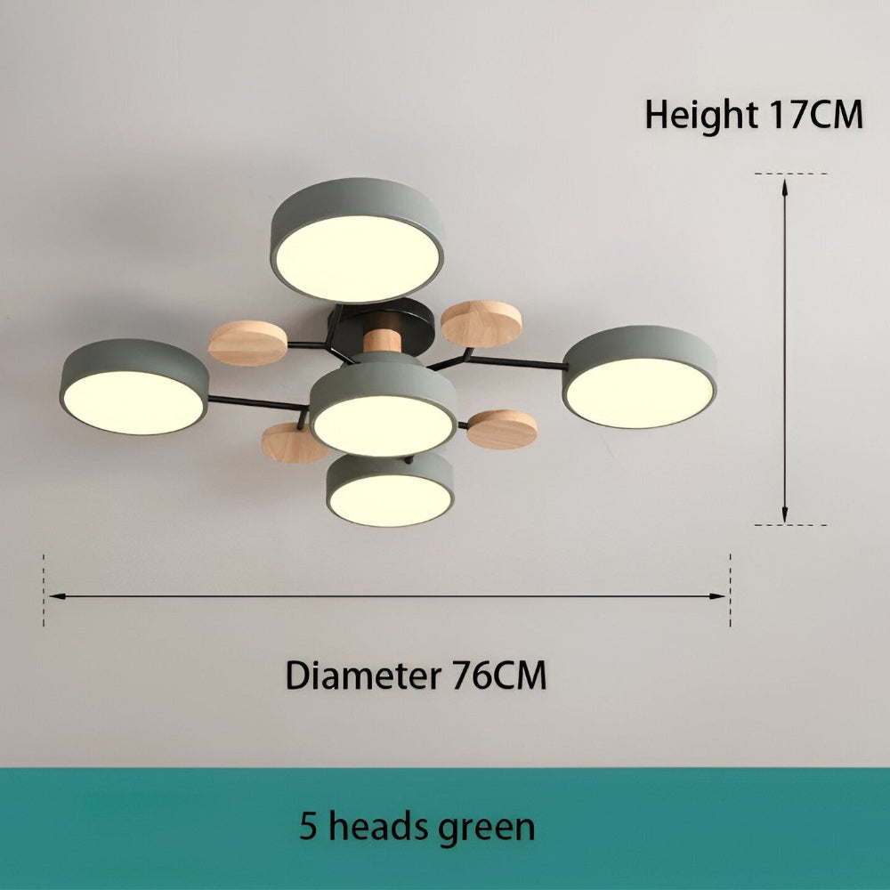 LED loftlampe med trædetaljer – moderne design med flere lysindstillinger