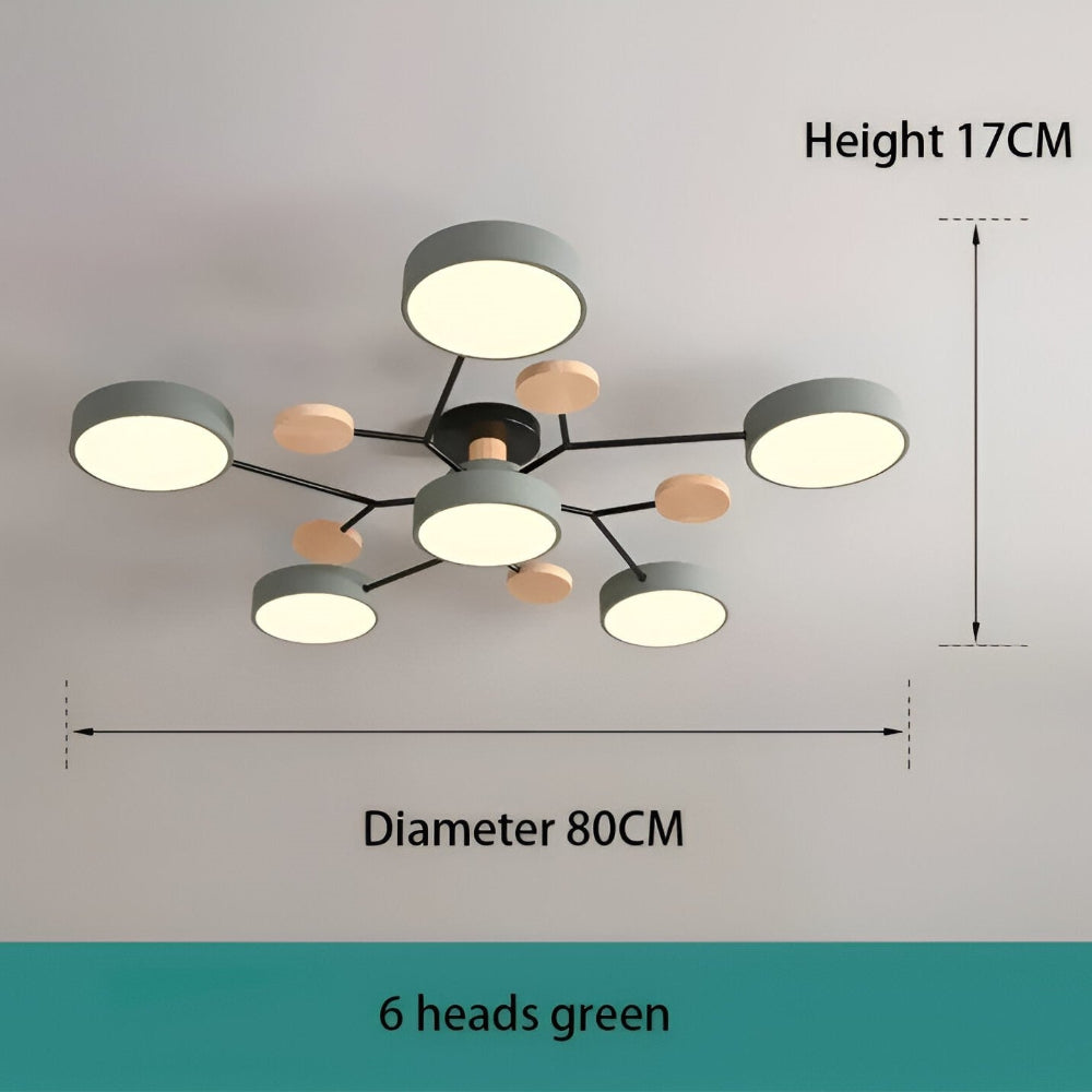 LED loftlampe med trædetaljer – moderne design med flere lysindstillinger