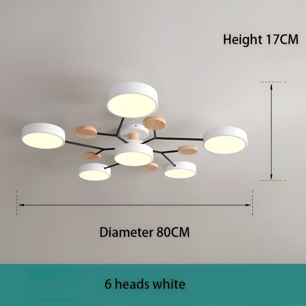 LED loftlampe med trædetaljer – moderne design med flere lysindstillinger