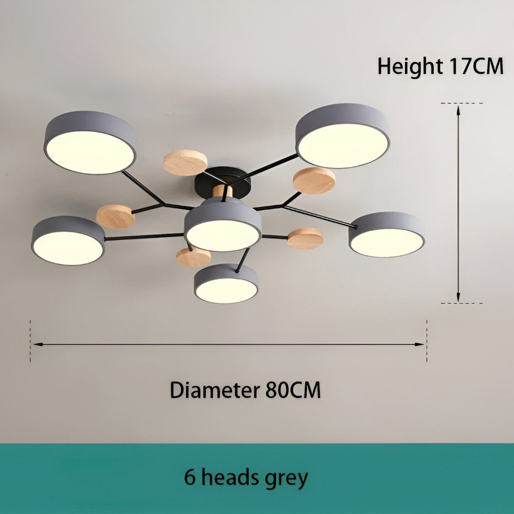 LED loftlampe med trædetaljer – moderne design med flere lysindstillinger