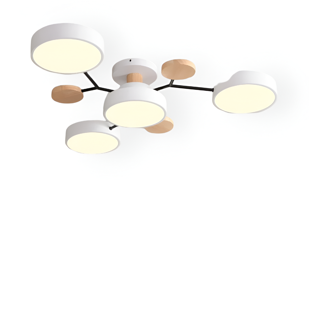 LED loftlampe med trædetaljer – moderne design med flere lysindstillinger
