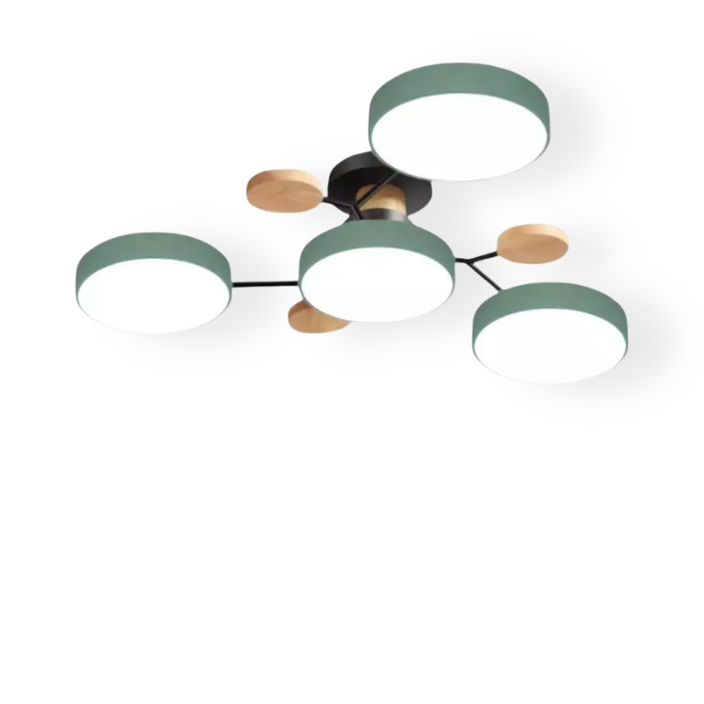 LED loftlampe med trædetaljer – moderne design med flere lysindstillinger