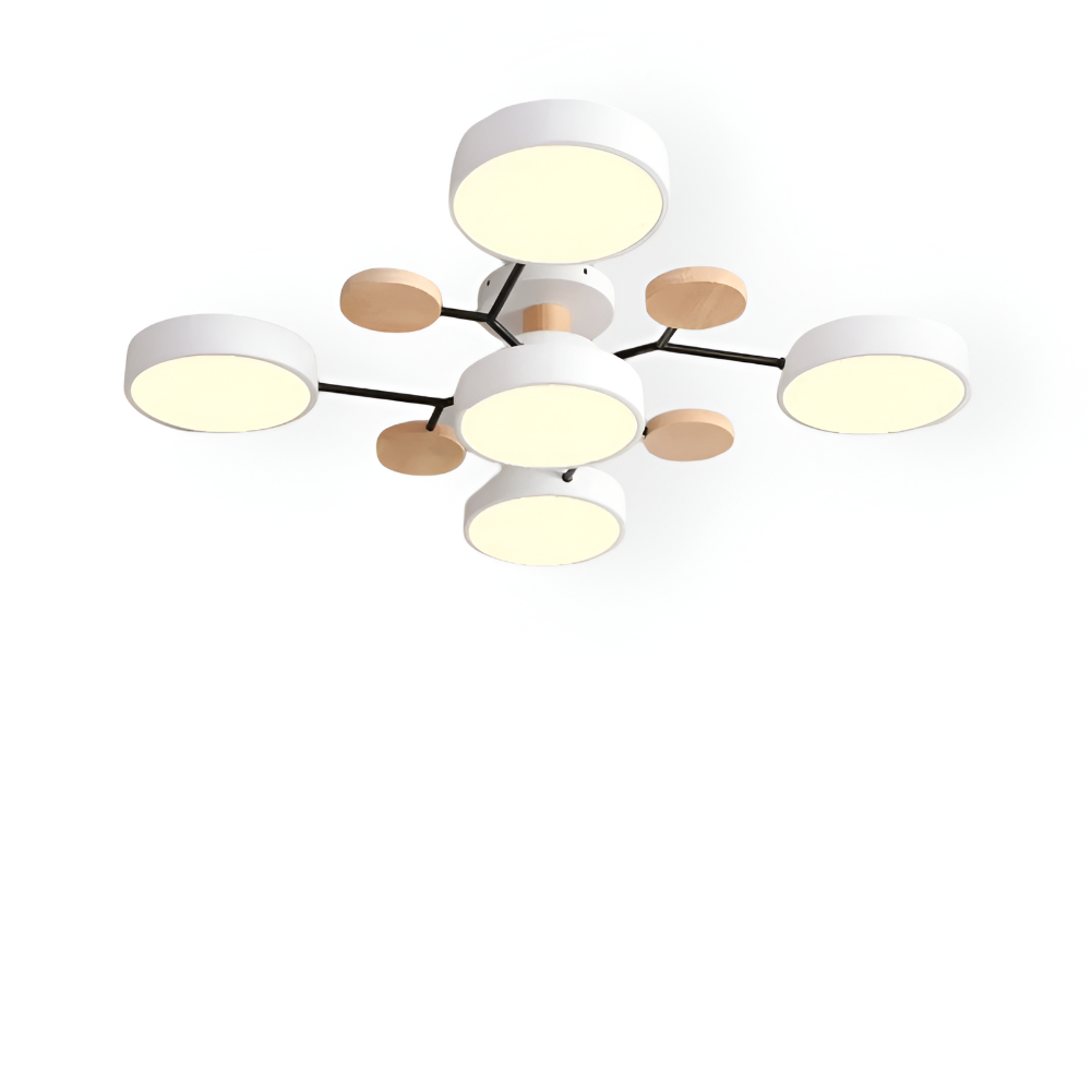 LED loftlampe med trædetaljer – moderne design med flere lysindstillinger
