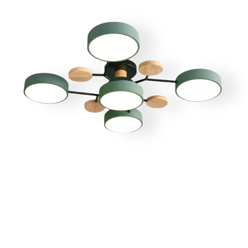 LED loftlampe med trædetaljer – moderne design med flere lysindstillinger