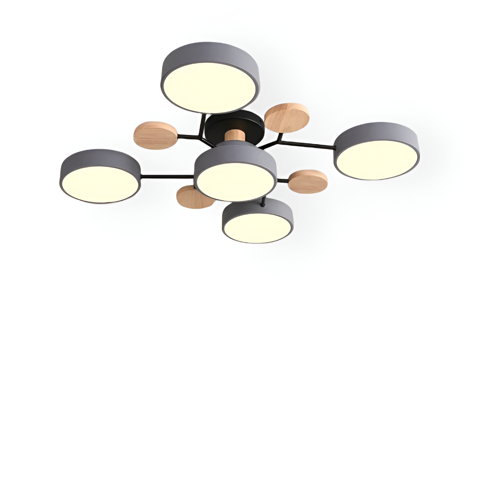 LED loftlampe med trædetaljer – moderne design med flere lysindstillinger