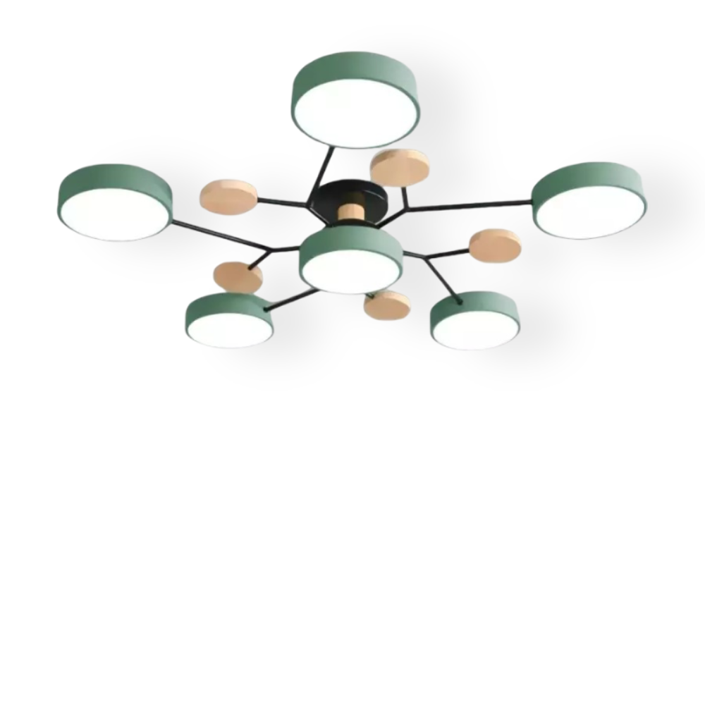 LED loftlampe med trædetaljer – moderne design med flere lysindstillinger