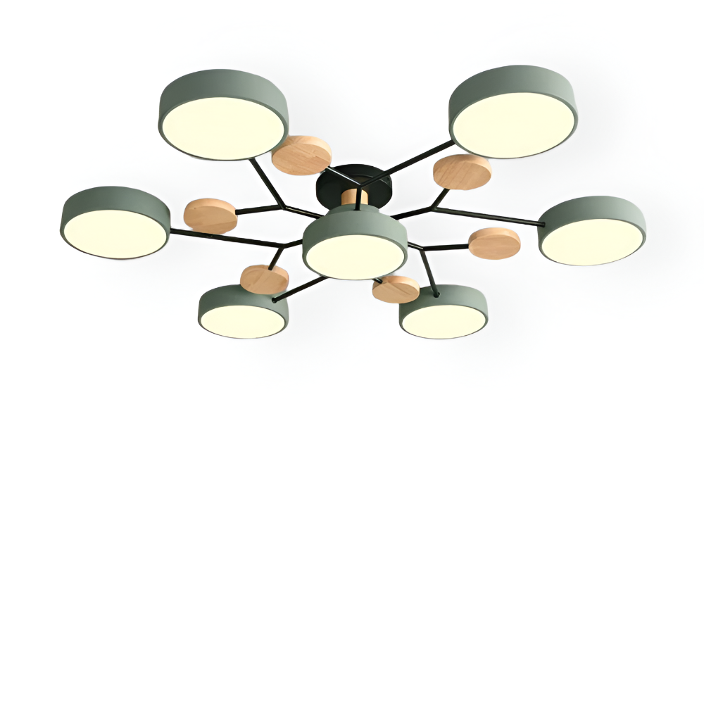 LED loftlampe med trædetaljer – moderne design med flere lysindstillinger