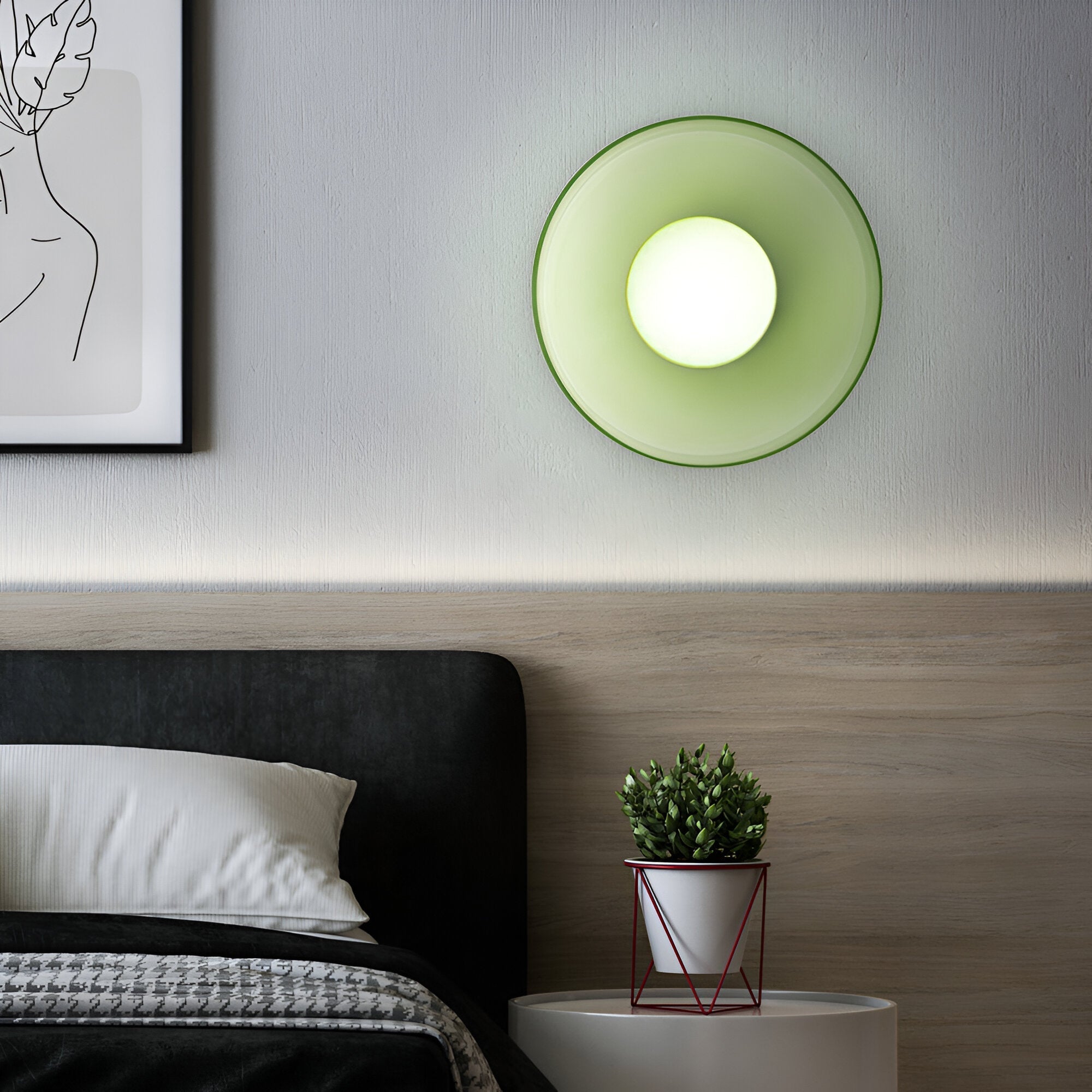 Lunaro – Rund Loftlampe i Glas og Sten med Moderne LED-Belysning