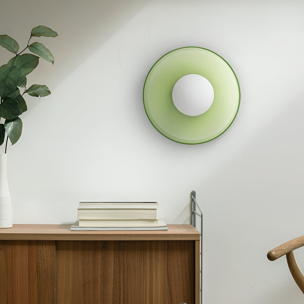Lunaro – Rund Loftlampe i Glas og Sten med Moderne LED-Belysning