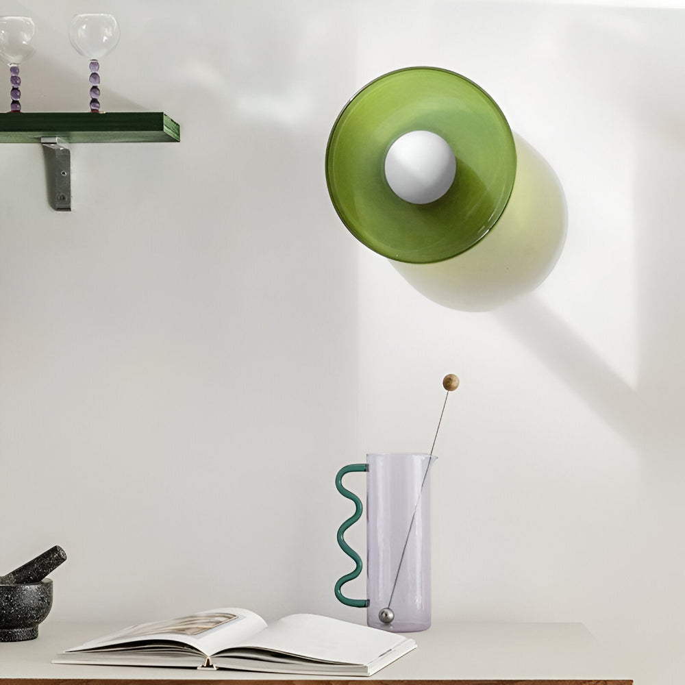 Lunaro – Rund Loftlampe i Glas og Sten med Moderne LED-Belysning