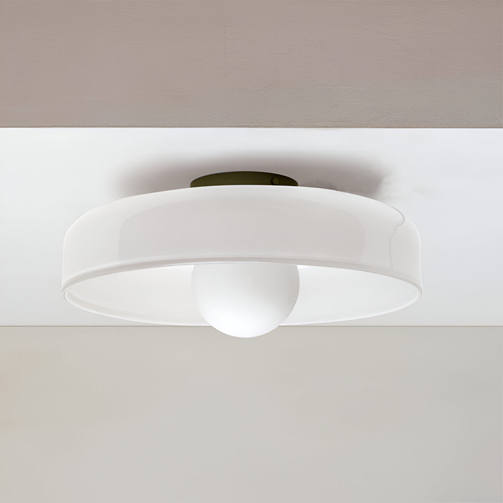 Lunaro – Rund Loftlampe i Glas og Sten med Moderne LED-Belysning