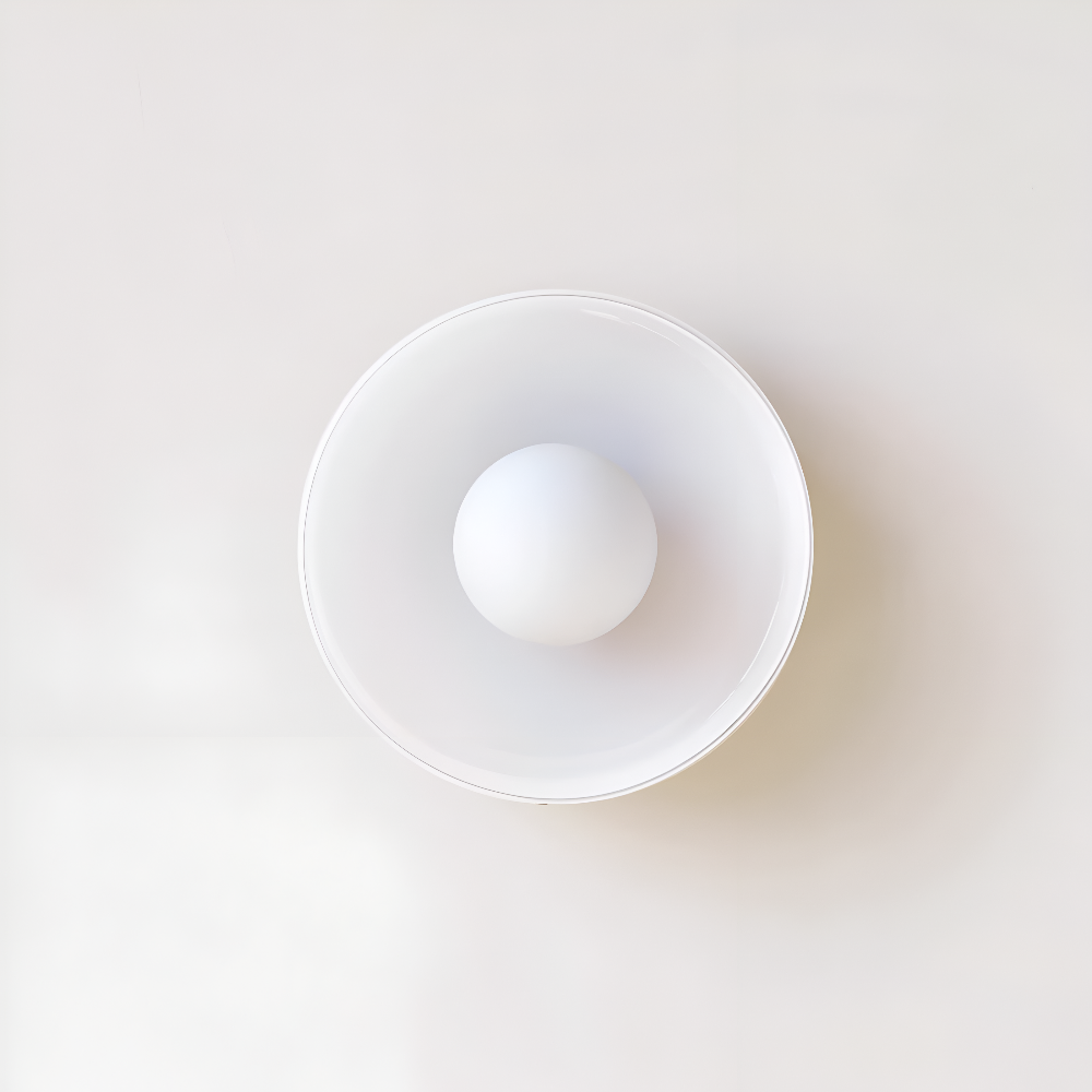 Lunaro – Rund Loftlampe i Glas og Sten med Moderne LED-Belysning
