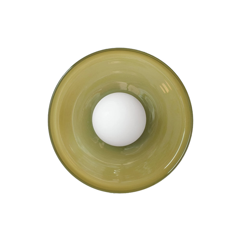 Lunaro – Rund Loftlampe i Glas og Sten med Moderne LED-Belysning