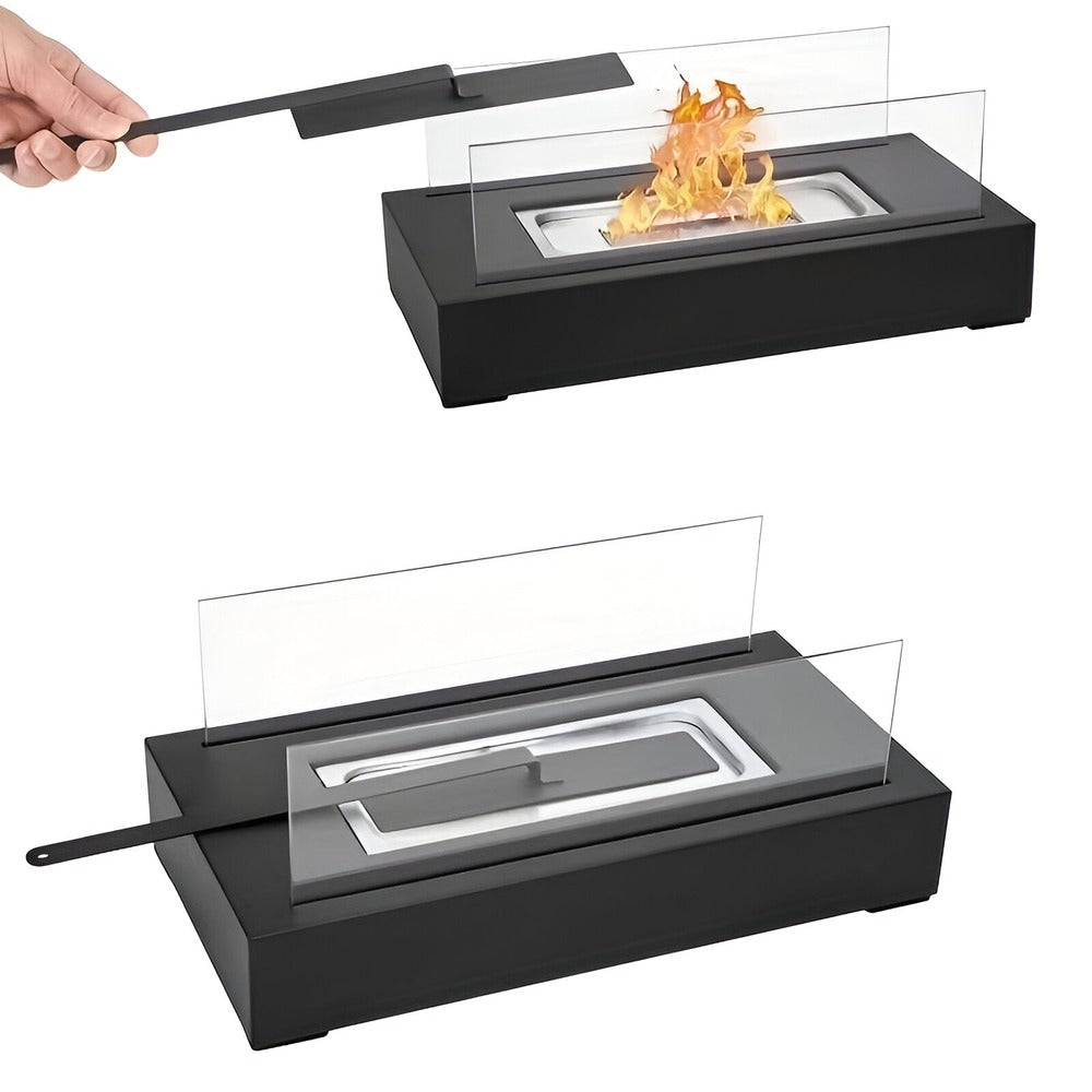 FlamoRidge – Rektangulär Bordseldstad i Glas & Metall
