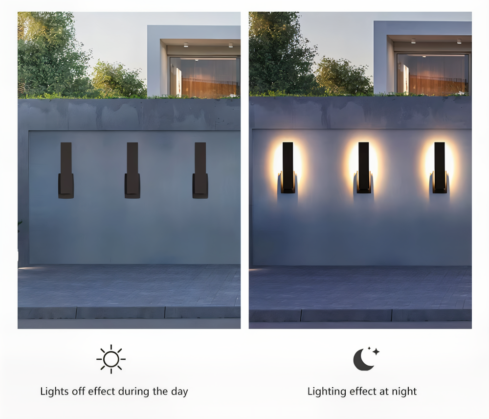 Noctira Black Væglampe – Minimalistisk Vandtæt Udendørslampe i Aluminium