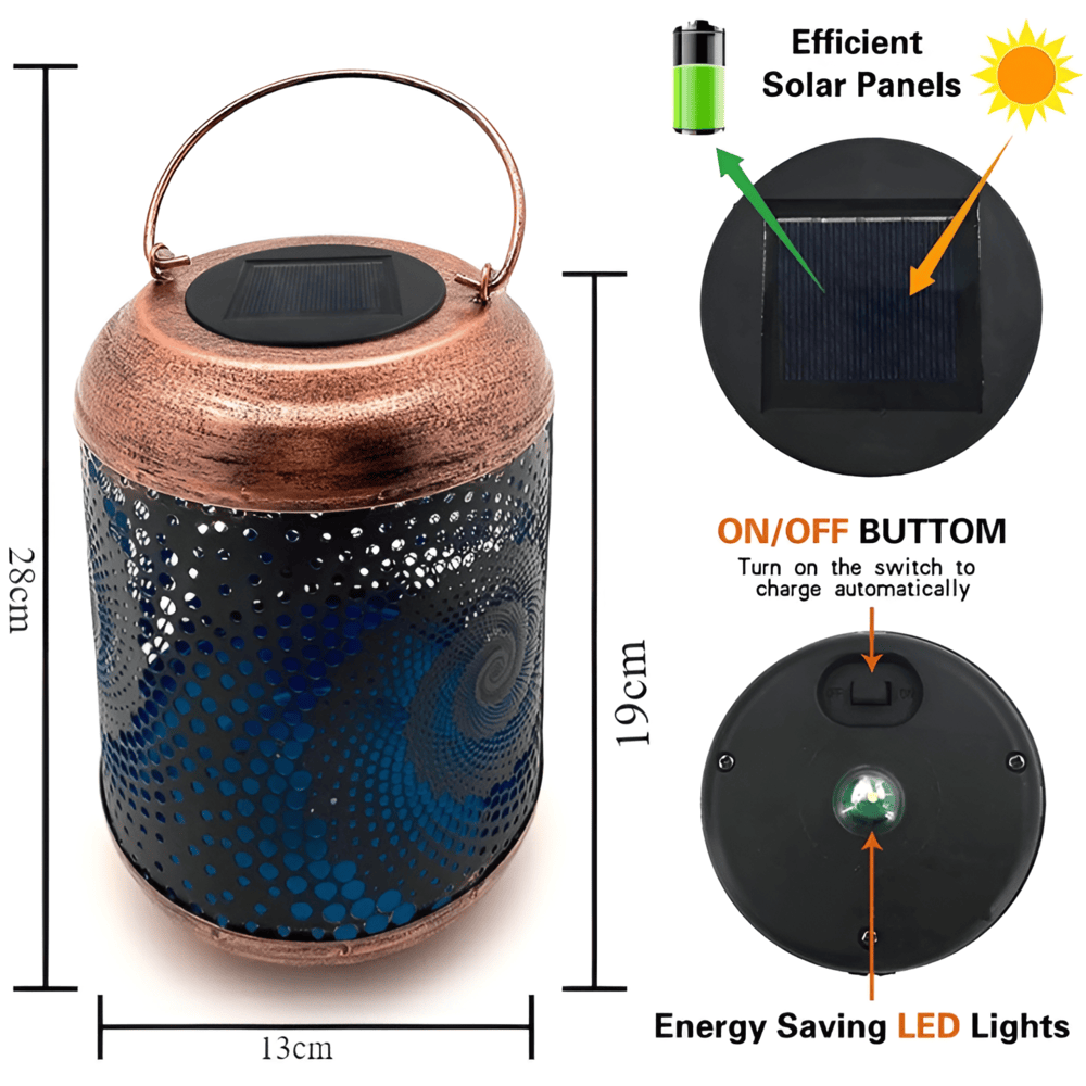 Solcelle LED havelampe med spiralmønster til have og terrasse