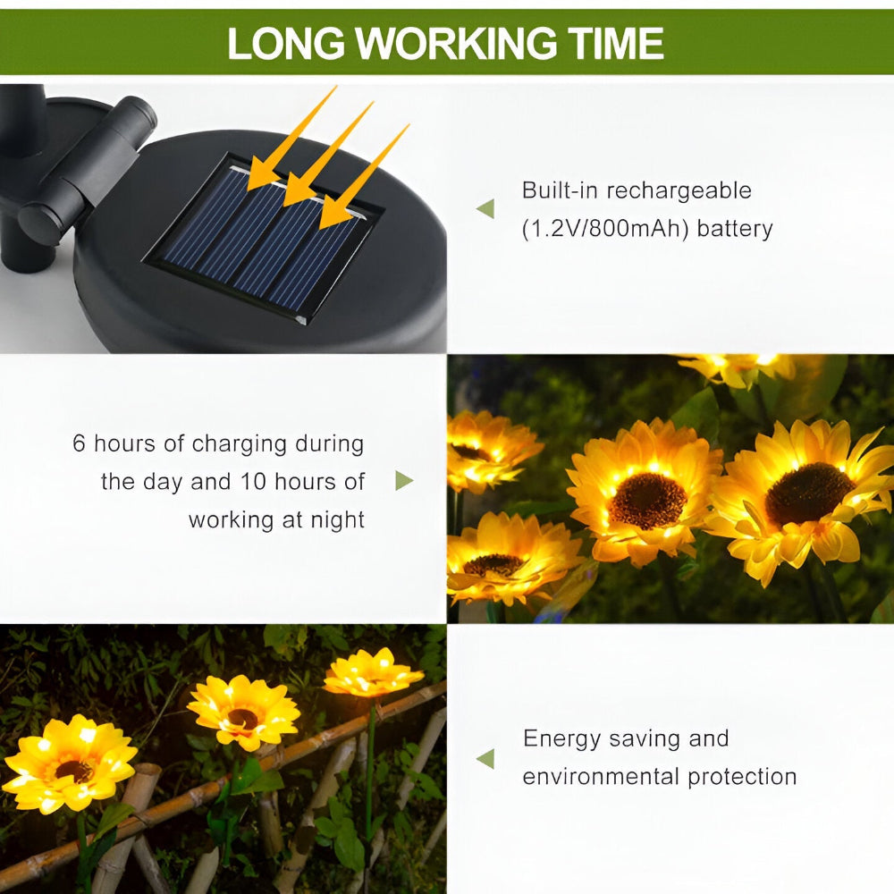 Solcelle solsikke lampe LED – dekorativ havebelysning IP65