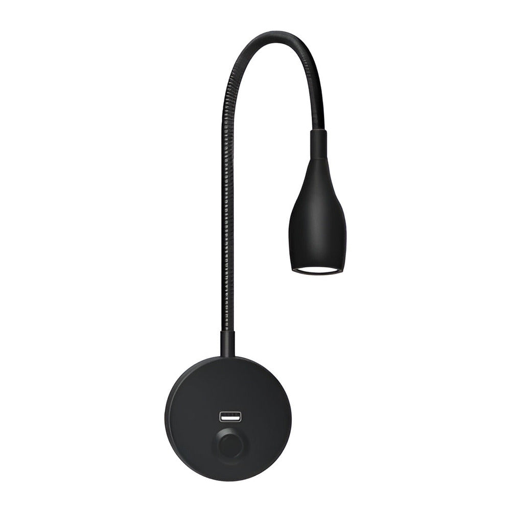LED væglampe med touch og USB – fleksibel læselampe med svanehals