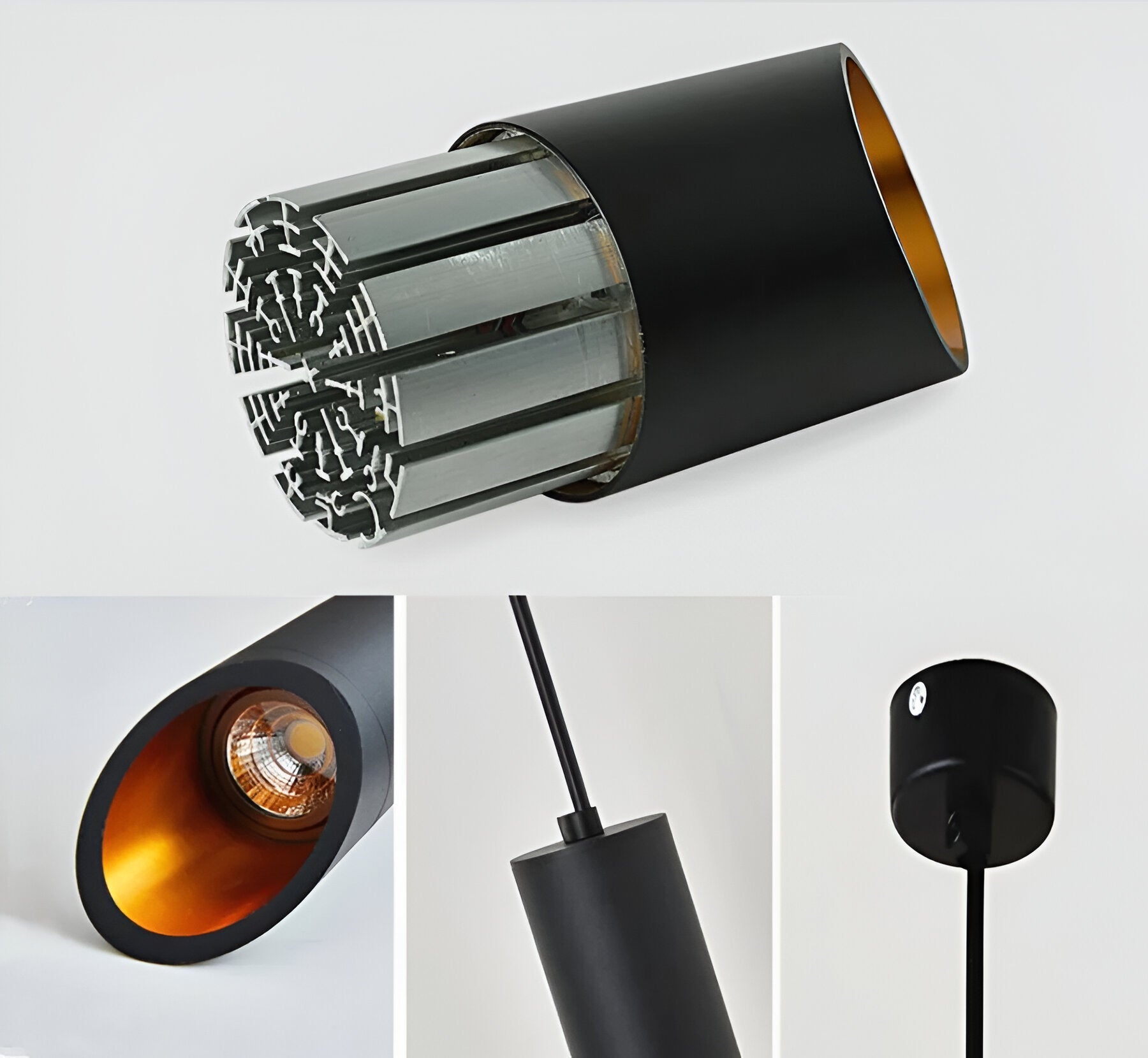 Lunexo Tube Pendellampe – Moderne LED Pendel i Sort eller Hvid Aluminium